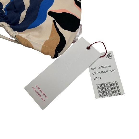 Red Carter Bikini Moonstone Triangle Top & Voyage Blue Tie Side Bottoms Small - Picture 3 of 11